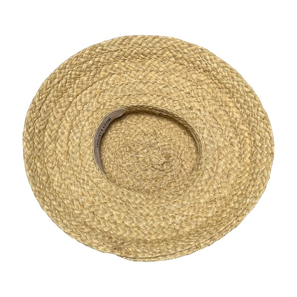 Helen Kaminski Classic 5 Raffia Straw Hat White Ribbon Bow Sun Handmade Natural - Picture 6 of 9